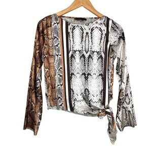 Roberta‎ Biagi Satin asymmetrical snake print blouse sz XS